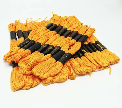 Miniatura 3 de 25 piezas de hilo de algodón amarillo costura madeja bordado cruz costura