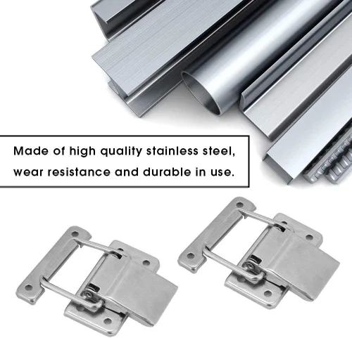 Miniatura 4 de Hilitand 2 unids Hardware Caja de gabinete de acero inoxidable Cerradura Cerradura de resorte cargado cerrojo de palanca