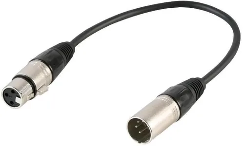 Pulse PLS00348 5 Pin XLR macho a 3 pines XLR hembra DMX adaptador de plomo, 0.7 ft, negro
