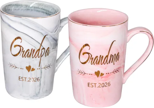 Miniatura 6 de Tazas para abuela y abuelo EST 2025 – Juego de tazas de café con anuncio de nuevo abuelo, regalos elegantes para baby shower, día de la madre, día