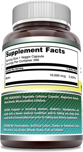 Miniatura 2 de Amazing Formulas Biotin - Cápsulas vegetales de 10000 mcg, suplemento de vitamina B7, sin OMG, sin gluten, fabricadas en Estados Unidos