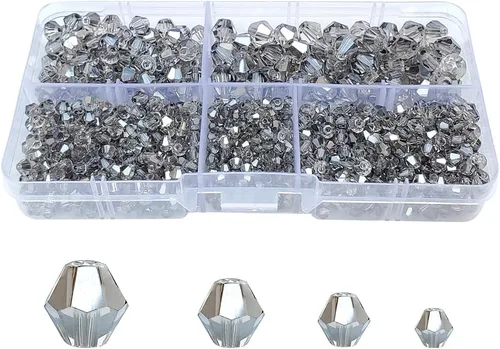 Miniatura 13 de Cuentas de vidrio de bicono negro para hacer joyas, cuentas espaciadoras de cristal facetadas para pulseras, collares, aretes