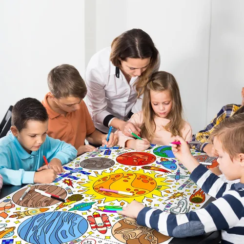 Miniatura 6 de Gatherfun Póster gigante para colorear para pared de aula, versátil póster de actividades para el espacio exterior de 31.5 x 72 pulgadas, cubierta
