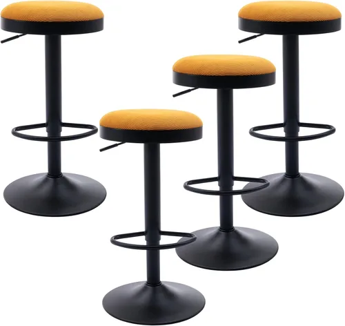 Miniatura 16 de Taburetes de bar sin espalda, taburetes de bar ajustables redondos individuales para encimera de cocina, taburete giratorio de altura de barra, beige