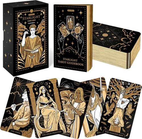 Wyspell Cartas de Tarot: Mazo de Tarot Starlight con Libro Guía - Mazo de Cartas de Tarot Único para Principiantes - Cartas Modernas de Adivinación