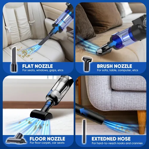 Miniatura 4 de Aspiradora Inalámbrica para Automóvil y Soplador de Aire, 18000 Pa Aspiradora de Mano con Motor sin Escobillas de 130 W, Batería Recargable de 2500