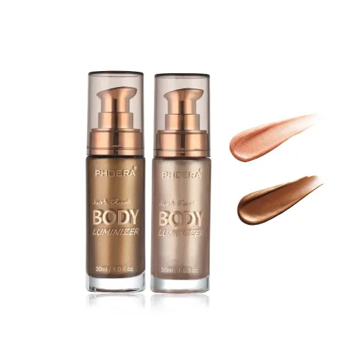 Miniatura 4 de Paquete de 2 luminizadores corporales, de alto brillo, impermeable, para el rostro, loción humectante, bronceador, base de maquillaje, bronceador