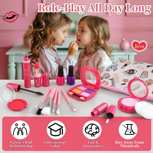 Miniatura 5 de Woumserta - Juguetes para niñas pequeñas, kits de maquillaje de simulación - juego de maquillaje falso para niños de 3, 4, 5, 6 años, kit