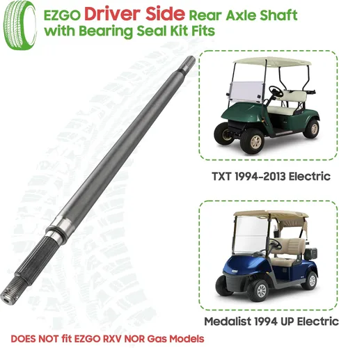 Miniatura 3 de 10L0L 20377G11 Eje trasero del lado del conductor del carrito de golf con kit de sello de cojinete para EZGO TXT/Medalist Electric1994-2013