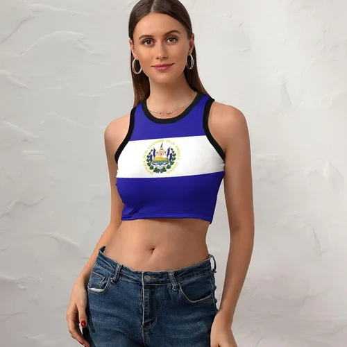 Miniatura 6 de Adugen Origei El Salvador Bandera de Guatemala Estampado Moda Yoga Ropa Yoga Bra Yoga Crop Tank Tops Sujetador Deportivo Bandera de El Salvador