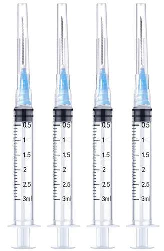 Paquete de 4 jeringas desechables de 0.1 fl oz con jeringas Luer Lock de 23 Ga de 1.0 pulgadas, envueltas esterilizadas individuales