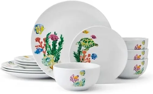 Miniatura 15 de Studio Nova Flamingo Haven Tropical juego de vajilla de 12 piezas, platos y cuencos, para 4 comensales