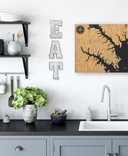 Miniatura 2 de Zoreal Letrero de comer galvanizado con letras rústicas de metal para decoración de pared
