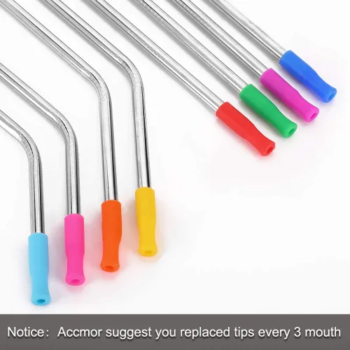 Miniatura 4 de 22 piezas de puntas de pajitas reutilizables, puntas de pajitas de silicona, cubiertas de puntas de pajitas de grado alimenticio multicolor, solo