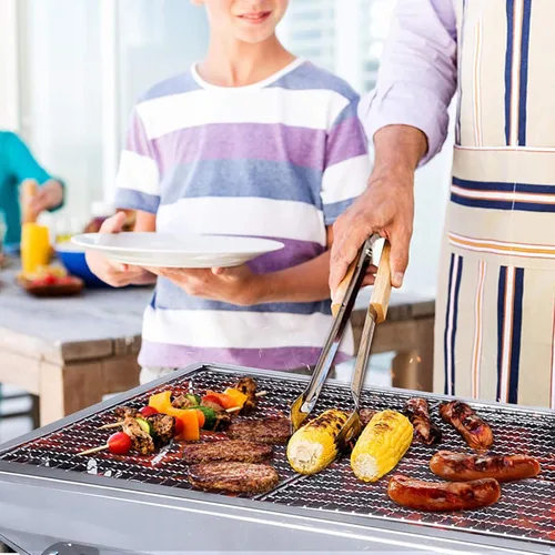 Miniatura 2 de Parrilla de Carbón para Barbacoa de Acero Inoxidable Plegable Portátil Kits de Herramientas BBQ para Cocinar al Aire Libre Camping Senderismo
