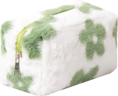 Miniatura 20 de Bolsa de Maquillaje a Cuadros de Felpa Bolsa de Cosméticos Estética a Cuadros Bolsos de Mano Lindos con Cremallera Bolsa de Viaje para Artículos