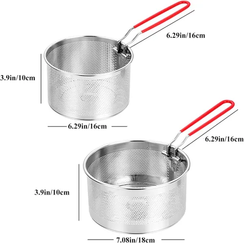 Miniatura 2 de Set de colador de pasta de 2 piezas, colador de fideos de acero inoxidable con asa extraíble, colador de pasta de metal, cesta para freidora