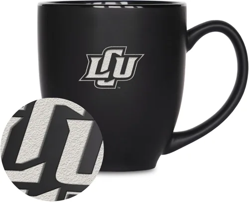 Miniatura 252 de Rico Industries - Taza de cerámica mate negra con grabado láser estándar de 15oz para NCAA (escuelas T & U) - Para bebidas calientes o frías