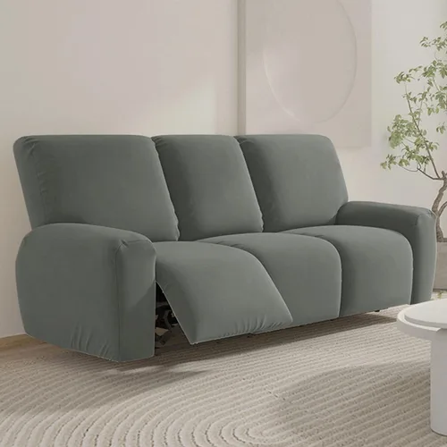 Miniatura 23 de vctops Fundas para sofá reclinable de 3 cuerpos, de punto, elásticas, suaves, lisas, antideslizantes, para sofá, protector de muebles con parte