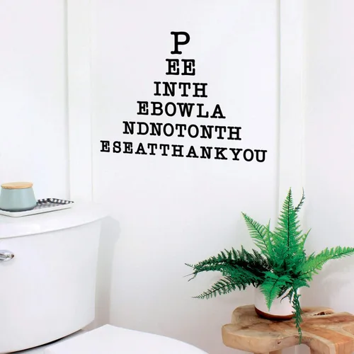 Calcomanía de vinilo para pared, 16 x 23 pulgadas, para orinar en el cuenco y no en el asiento, 16 x 23 pulgadas, decoración ingeniosa de humor para