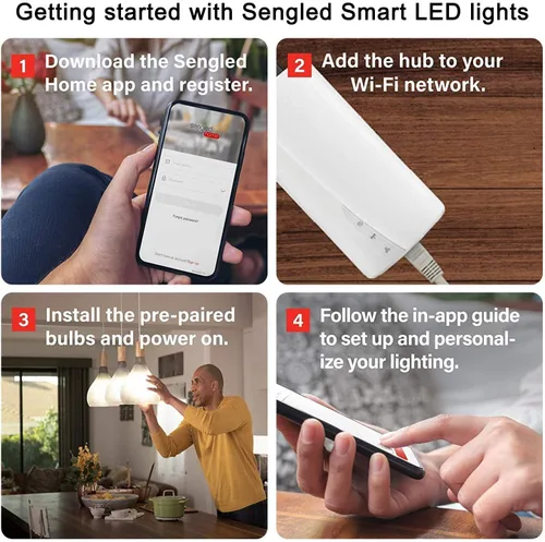 Miniatura 6 de Sengled Smart Home Hub Z01-hub, bombillas inteligentes Zigbee Smart Products usadas, compatibles con Alexa, Google Assistance, blanco, 1 paquete