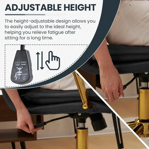 Miniatura 7 de MOJAY Silla de escritorio ergonómica de cuero con respaldo medio, moderna silla tapizada para computadora, silla de oficina ejecutiva con brazos