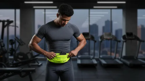 Miniatura 3 de Gox Cangurera para cinturón de correr, cintura delgada para soporte de teléfono, bolsa atlética impermeable para hombres y mujeres, correr, Verde
