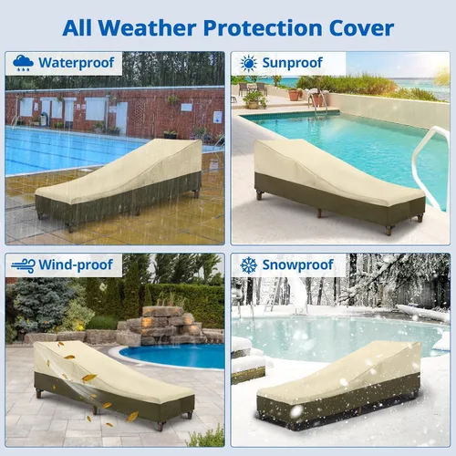 Miniatura 8 de SunPatio Funda para tumbona impermeable al aire libre, resistente, paquete de 2 fundas para sillas de patio, resistentes a los rayos UV, a Beige