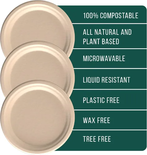 Miniatura 6 de EconoHome Paquete de 50 platos desechables con 5 compartimentos, bandeja compostable de caña de azúcar y bagazo ecológica, apta para microondas
