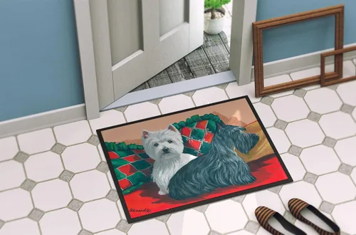 Miniatura 2 de Caroline's Treasures PPP3277MAT Westie and Scottie Great Scots - Tapete para puerta delantera, 18 x 27 pulgadas, para interiores y exteriores