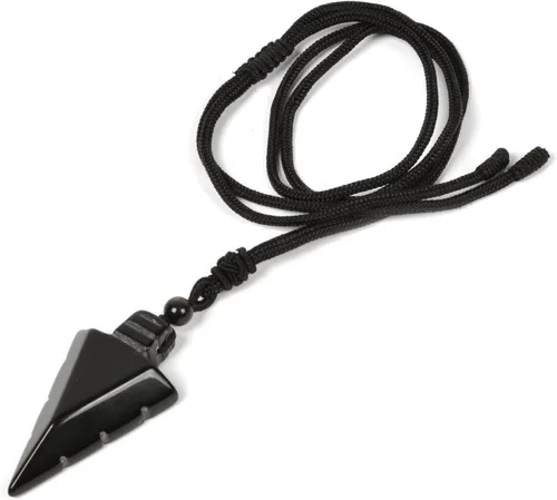 Miniatura 3 de Collar con dije de amuleto de cristal de punta de flecha de punta de flecha de 1.850 in con parte trasera plana y punta de flecha natural, de 18 a
