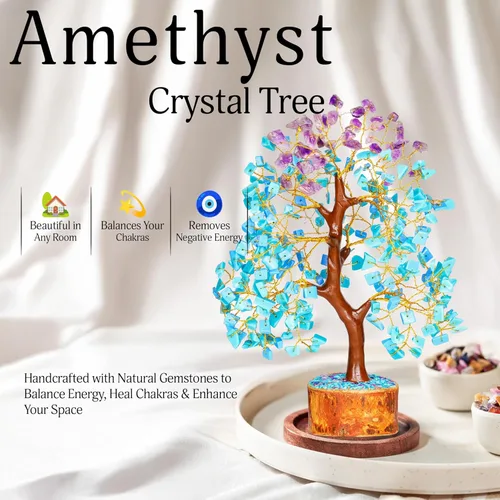 Miniatura 5 de YATSKIA Árbol de la vida de cristal de amatista y turquesa, decoración de cristal, regalos espirituales, regalos de cristales para mujeres, piedras