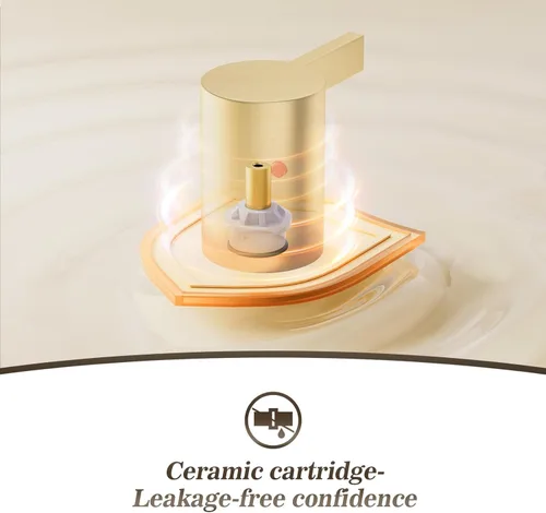 Miniatura 7 de Phiestina Grifo de lavabo de baño de 3 agujeros generalizado de oro cepillado, juego de llave de baño de 8 pulgadas con drenaje emergente de metal