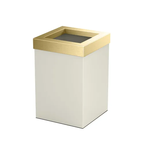Miniatura 22 de Gatco Papelera Moderna Cuadrada, Combo Negro Mate y Latón Cepillado - Papelera de Acero Inoxidable con Tapa Extraíble, Resistente a Fugas, Capacidad