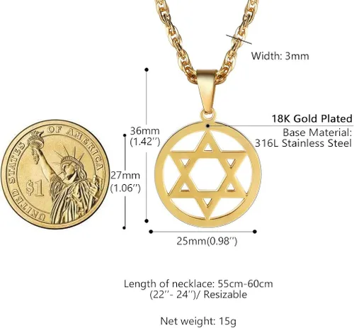 Miniatura 4 de PROSTEEL Collar con colgante y cadena de acero inoxidable de la estrella de David judía, joyería de Israel para hombres y mujeres