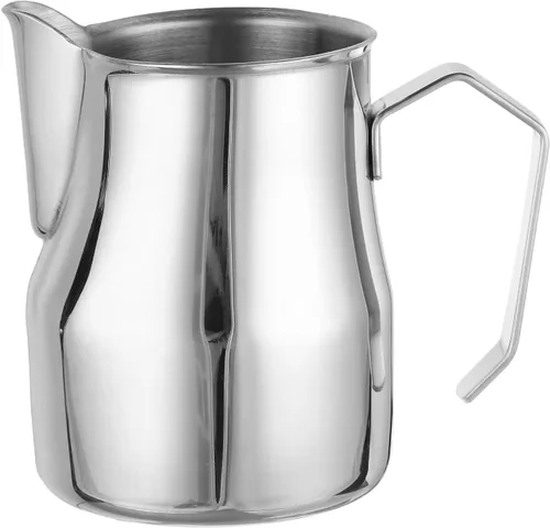 Miniatura 7 de uxcell Jarra de espuma de leche, taza de café de acero inoxidable de 12 oz/11.8 fl oz, jarra de espuma de leche con asa para el hogar, cafetería