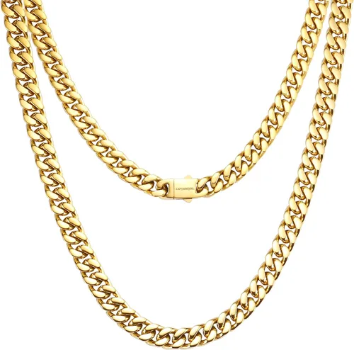 CaptainSteeL Collar de cadena cubana Miami para hombres y mujeres, acero inoxidable 316L de 50.354in de ancho, 18"20"22"24" de largo, joyería de hip