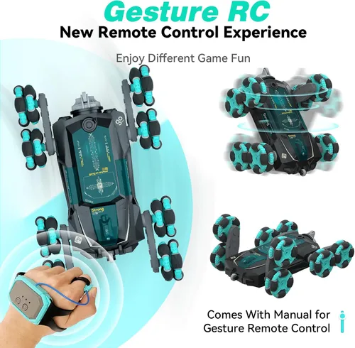 Miniatura 5 de Opmind 8WD Auto de Acrobacias RC Controlado a Mano, Auto Crawler con Control Remoto de Detección de Gestos para Niños de 8-13 Años, Juguetes