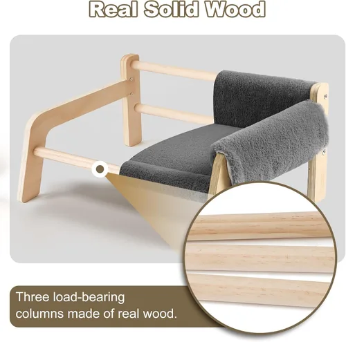 Miniatura 3 de FAMIDGE Sofá cama elevada para gatos de interior – Sofá de madera para mascotas con funda gruesa extraíble lavable para gatitos elevados adecuado