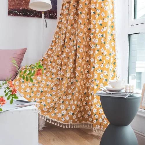 Miniatura 78 de Deeprove Cortinas bohemias para dormitorio, rayas huecas de ganchillo crema y estampado floral, tela de lino de algodón, con borlas beige bohemias