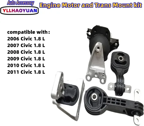 Miniatura 2 de Soporte de motor y transversal de 4 piezas compatible con Civic 1.8L de 2006, 2007, 2008, 2009, 2010, 2011 de repuesto para A4546 A4530 A4534 A4543