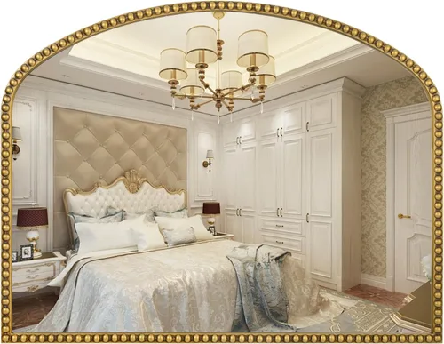 Miniatura 15 de Espejo de cuerpo completo ovalado, espejo de pie grande con marco de cuentas de metal, para colgar, espejo de vestidor para dormitorio, sala