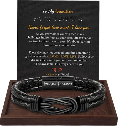 Miniatura 24 de BTYSUN Regalos para hombres, regalos del día de San Valentín para él, novio, marido, adolescentes, pulseras de cuero para hombres, regalos de amor