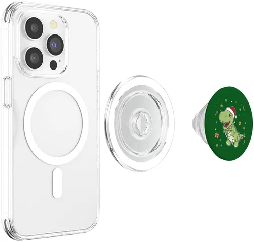 Miniatura 4 de Luces de hadas de Papá Noel de dinosaurio T-Rex PopSockets MagSafe PopGrip para iPhone