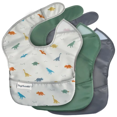 Miniatura 14 de Tiny Twinkle Baberos a prueba de derrames para bebés para comer Baberos impermeables y lavables para niños pequeños con bolsillo para todo Juego
