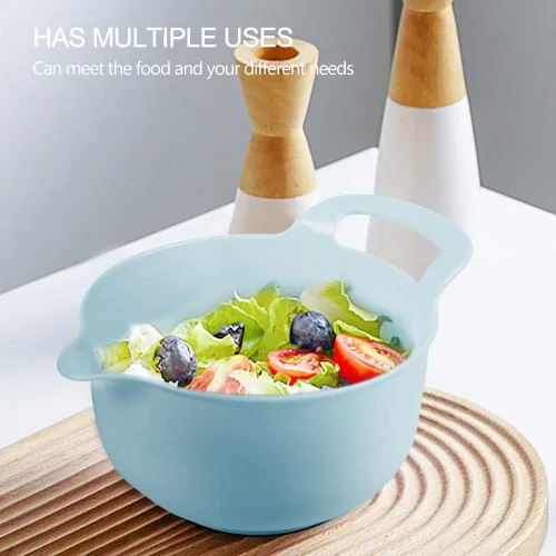 Miniatura 7 de BoxedHome Paquete de 4 Tazones de Mezcla Anidables con Pico Vertedor y Asa, Tazón Grande de Mezcla de Plástico sin BPA Apto para Microondas y Azul