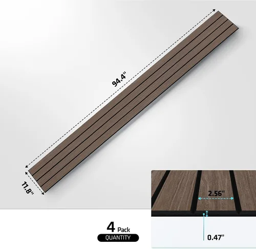 Miniatura 2 de UMIACOUSTICS 4 Piezas 94.4 x 11.8 Pulgadas Panel Acústico, Panel Decorativo de Pared Absorbente de Sonido para Oficina, Cine en Casa, Estudio, Nogal