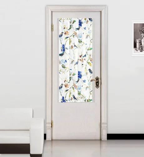 Miniatura 13 de VOGOL - Cortina decorativa con patrón de pájaros para puerta delantera, cortinas francesas de cocina con reducción de vista, 1 panel de lino