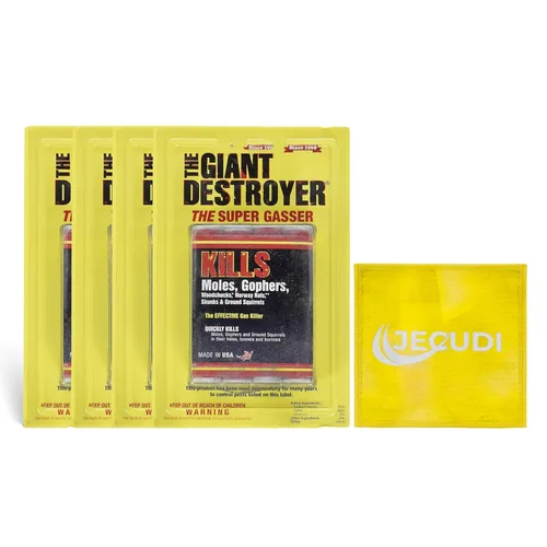 Miniatura 7 de Bomba de Humo Gigante Destructor – Para Roedores y para Tuzas, Topos, Marmotas y Ratas – Paquete de 2 (8 Tubos) + Toalla Jecudi