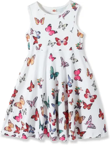 Vestidos de verano para niñas, sin mangas, con bolsillo, vestido de sirena de mariposa, vestido casual de verano para niñas de 3 a 12 años